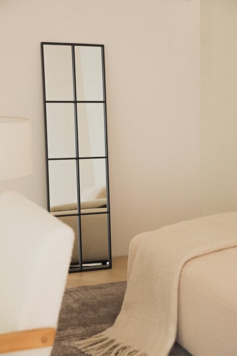 Rania window-effect metal wall mirror 40x130 cm - BLACK