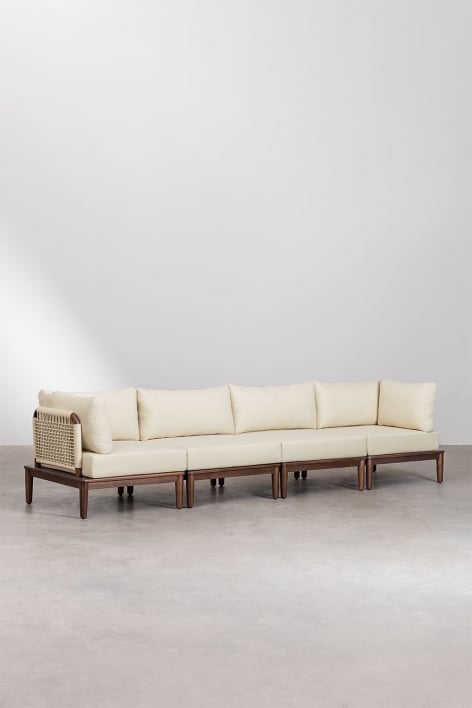 4-piece modular sofa with 2 corner chairs in acacia Giulia