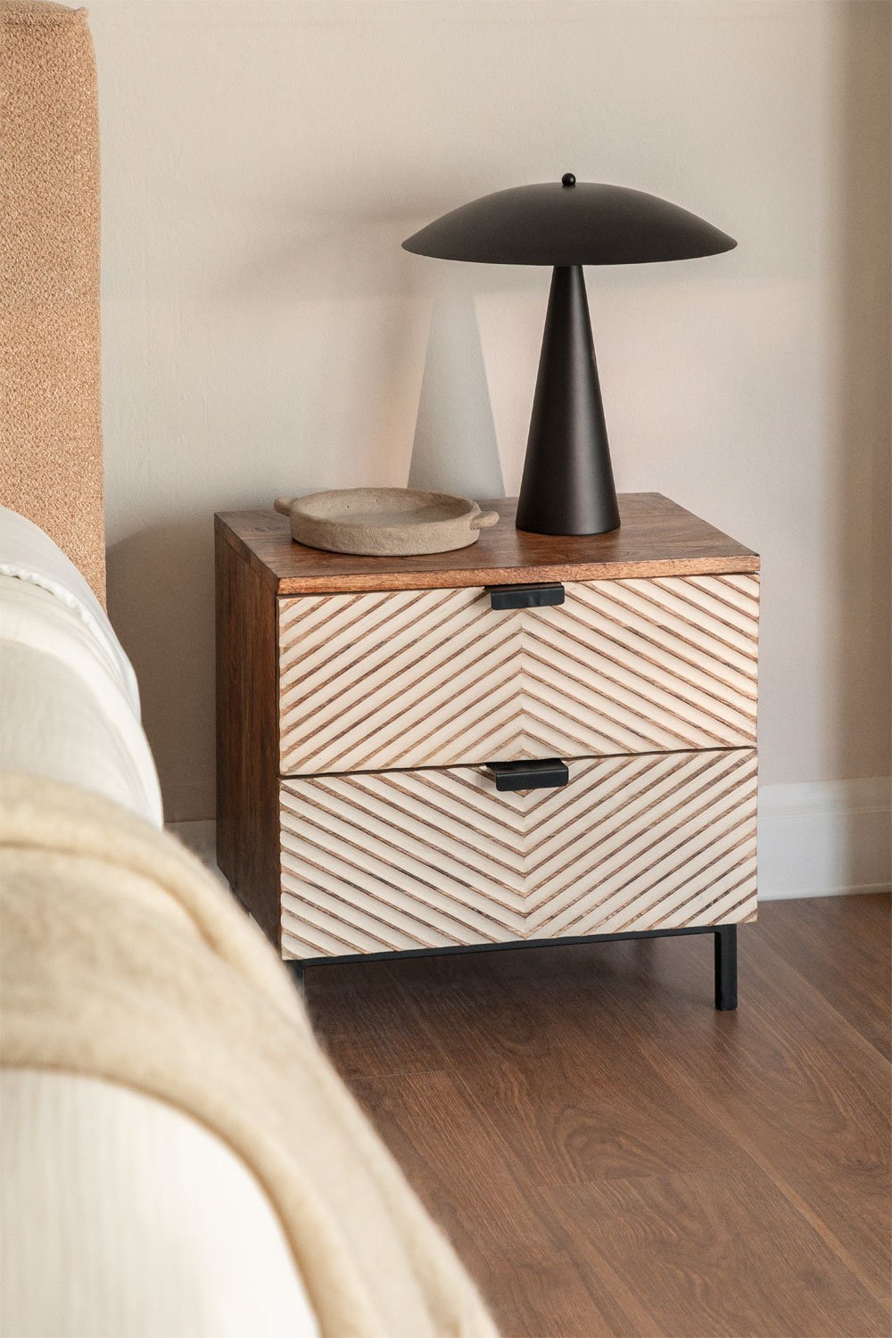Alembe mango wood bedside table, gallery image 1