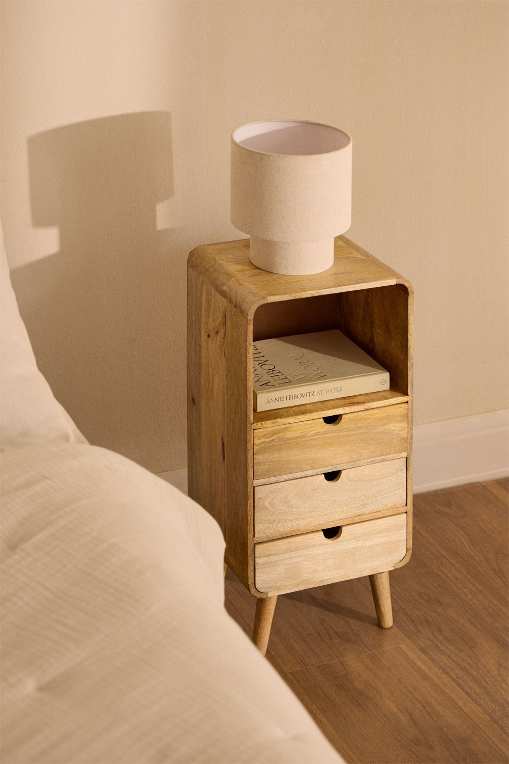 Yulara mango wood bedside table, gallery image 1
