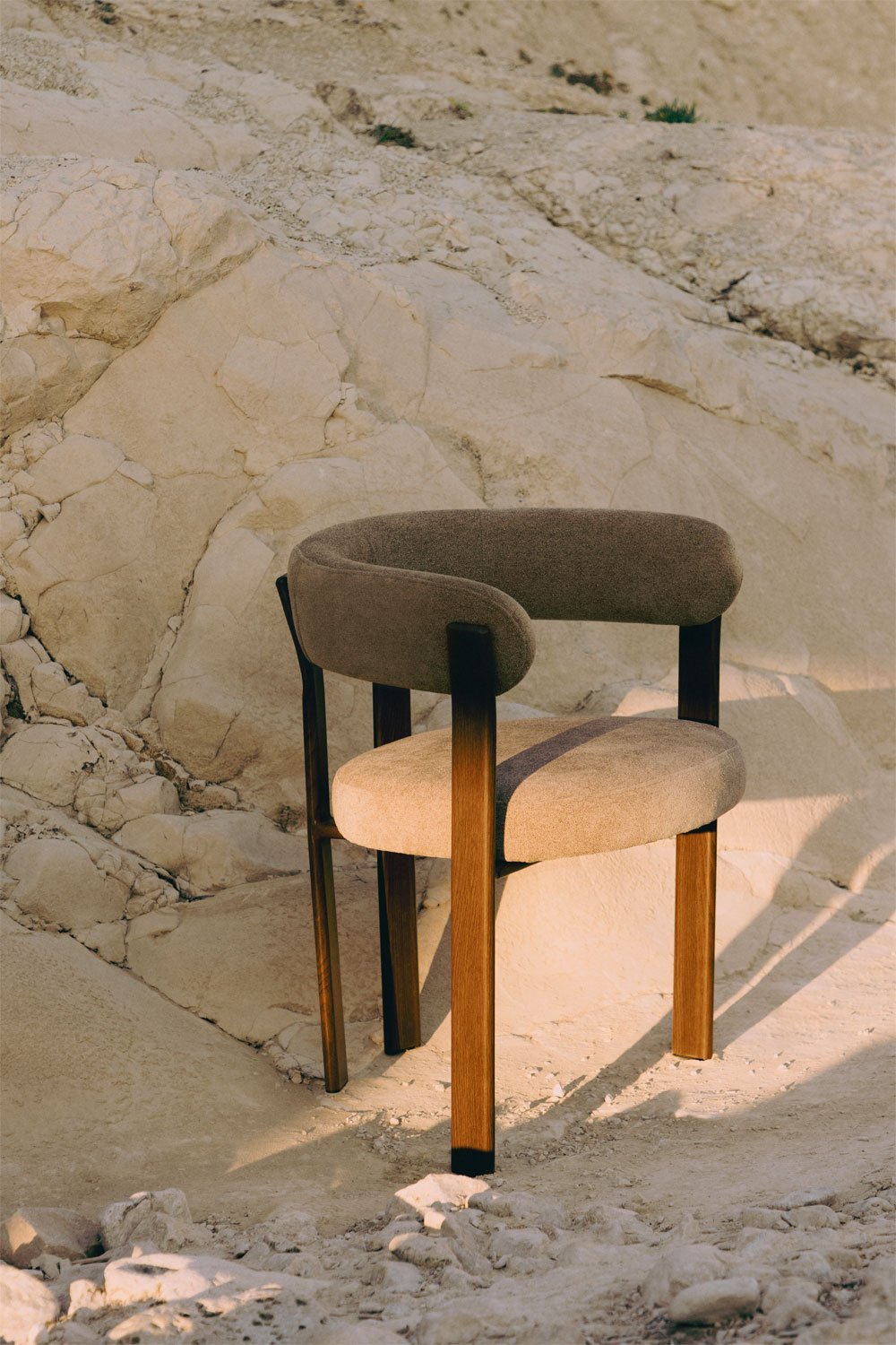 Set of 4 dining chairs with armrests in Jolie chenille fabric, gallery image 1