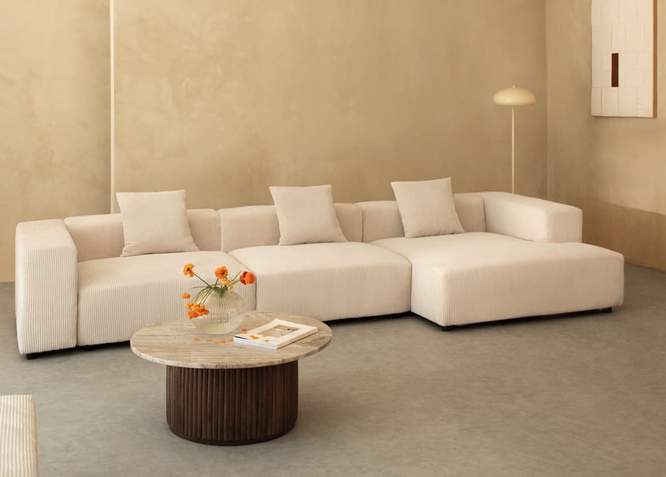 3-piece right chaise longue modular sofa ↔︎375 cm with high armrest Bruna