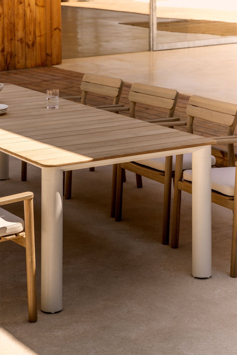 Rectangular garden table 220x100 cm in aluminum and Sirka teak wood, gallery image 2