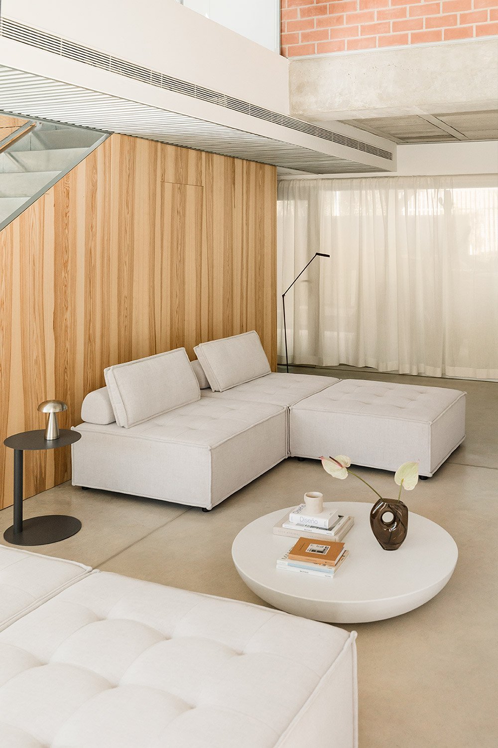 2-piece modular sofa and ottoman in Vermont fabric, gallery image 1