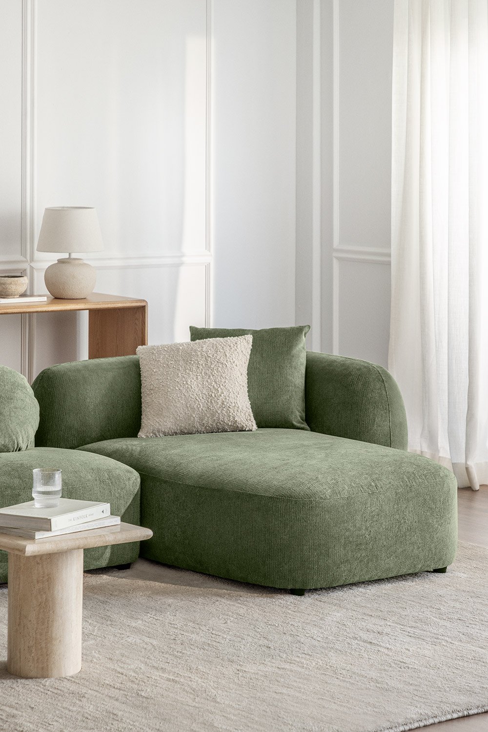 Right chaise longue for modular sofa in Coco chenille, gallery image 1