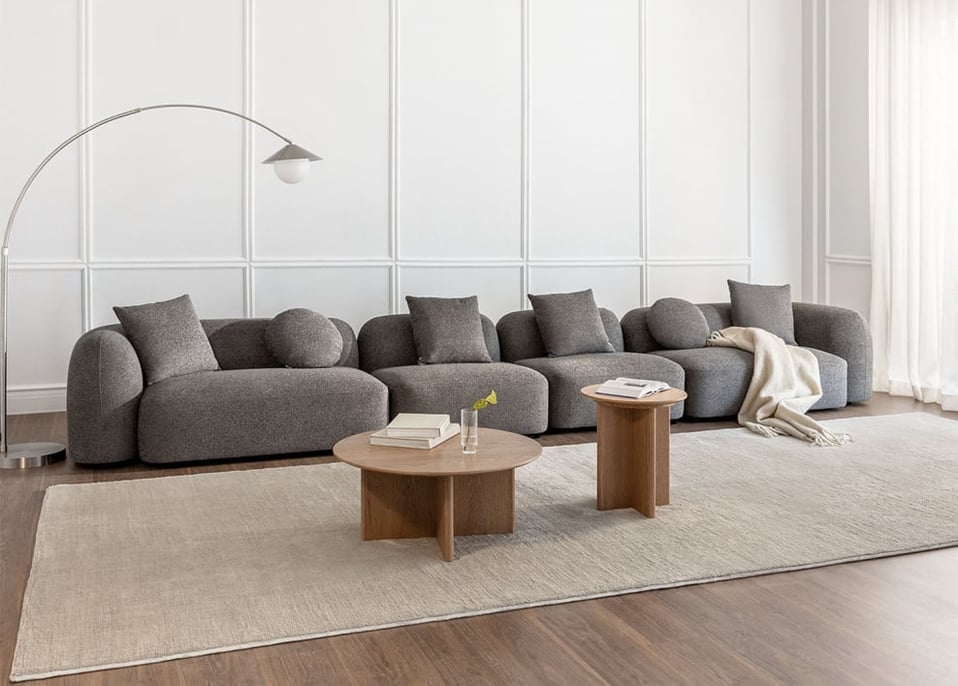4-piece modular sofa in Coco chenille - Thick Chenille Granite Grey