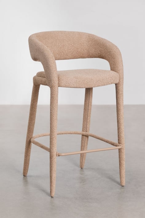High stool 75 cm in latte brown chunky chenille fabric Arazeina