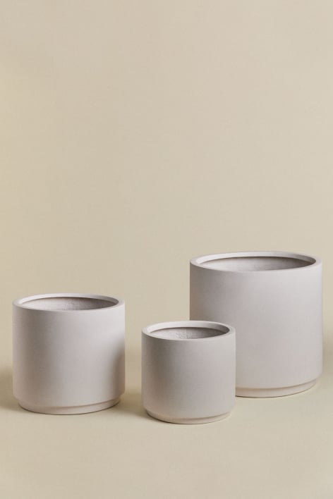 Set of 3 outdoor planters Ø25 cm / Ø35 cm / Ø45 cm in polyresin Saturn