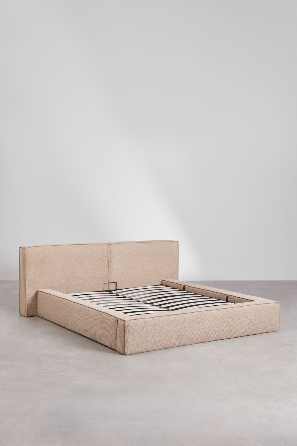 Upholstered bed with lift-up storage base Lunari, gallery image 4