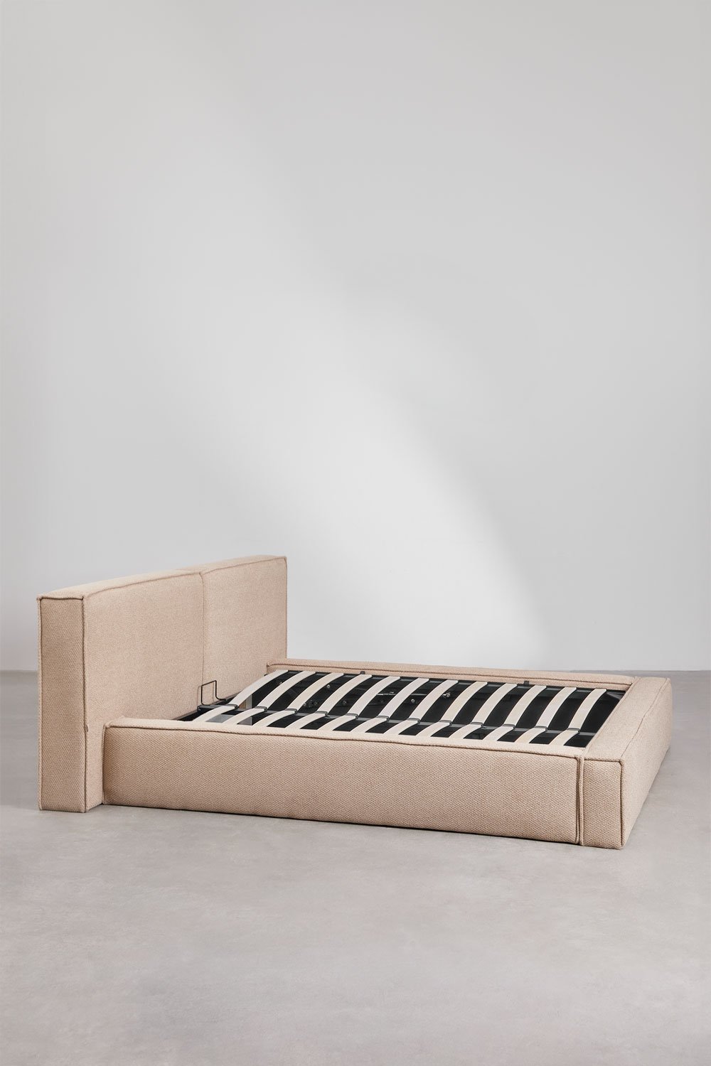 Upholstered bed with lift-up storage base Lunari, gallery image 6