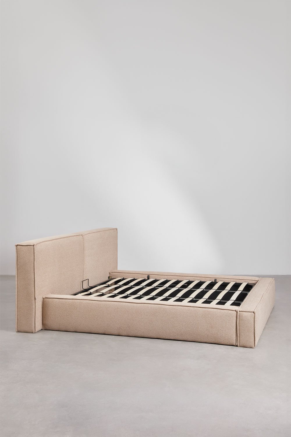 Upholstered bed with lift-up storage base Lunari, gallery image 6