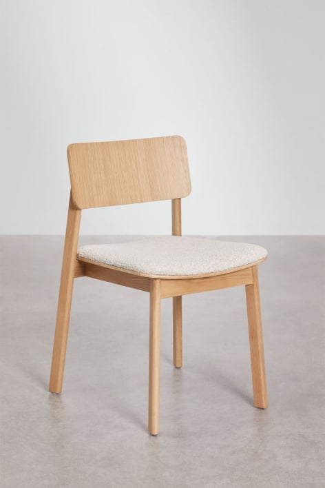 Pack of 4 Gilda wooden dining chairs - White Bouclé