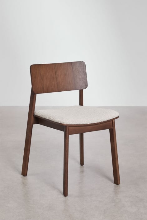 Pack of 4 Gilda wooden dining chairs - White Bouclé