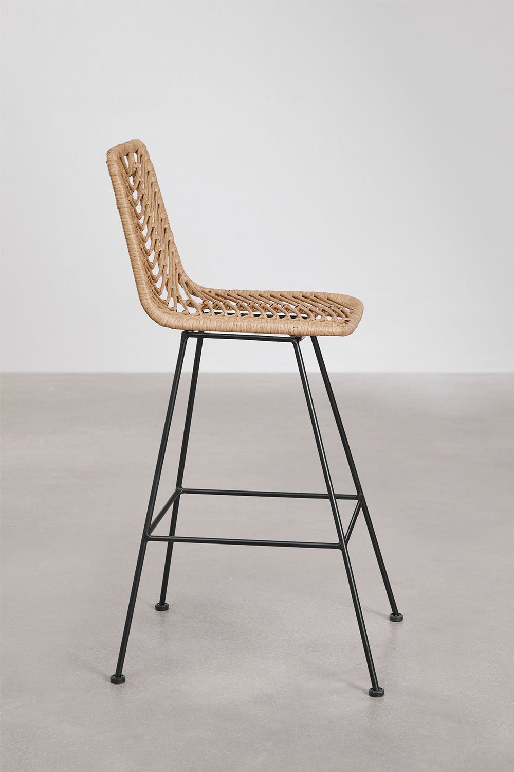 High garden stool in Gouda Natural synthetic rattan, gallery image 4