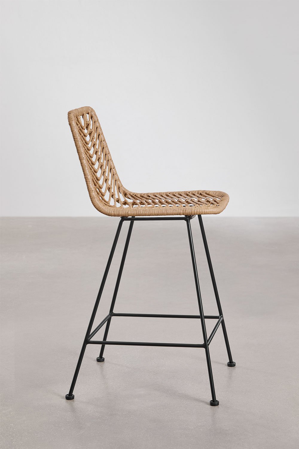 High garden stool in Gouda Natural synthetic rattan, gallery image 2