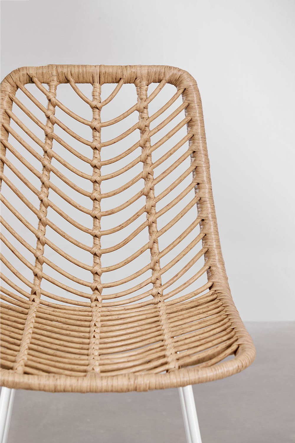 High garden stool in Gouda Natural synthetic rattan, gallery image 4