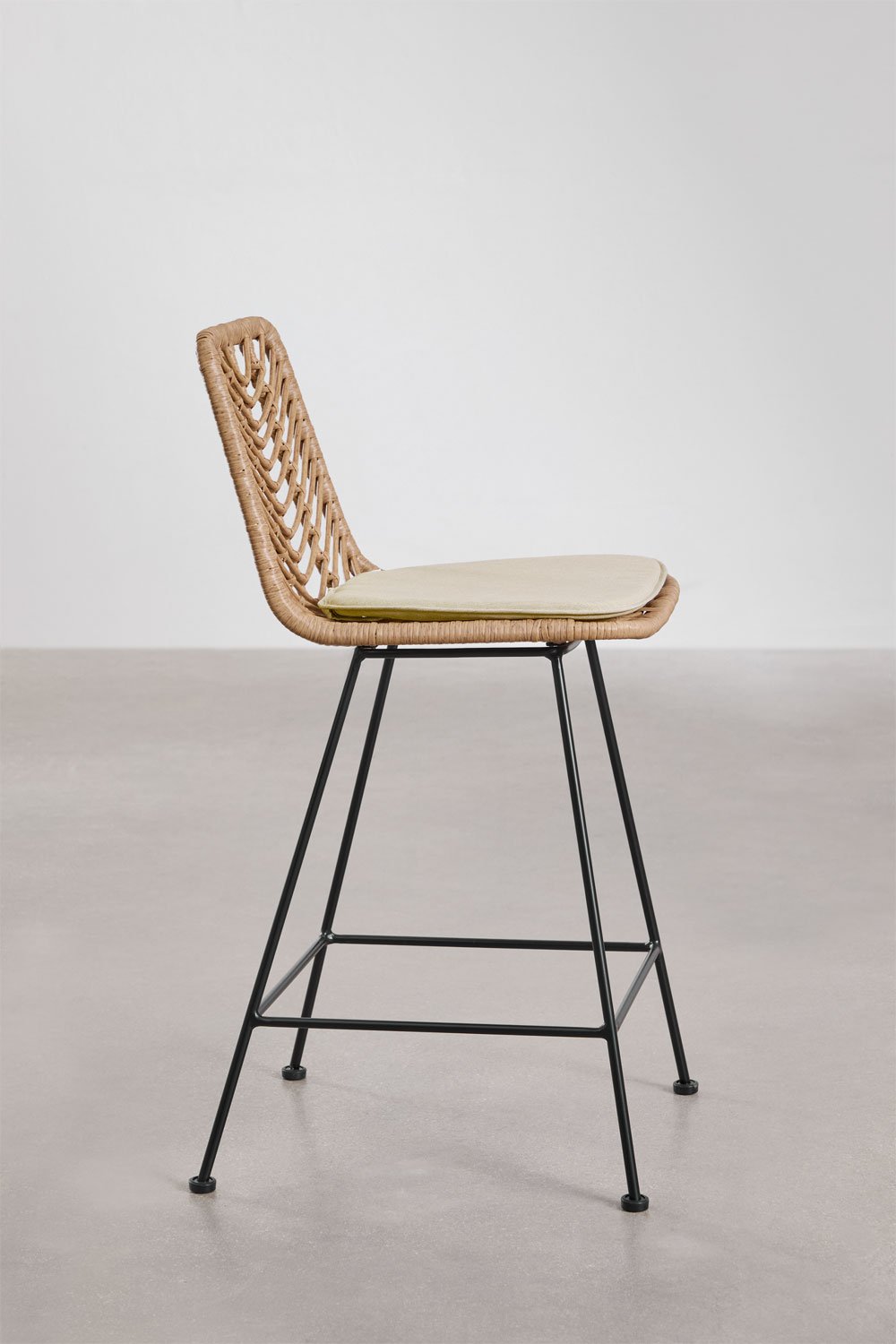 High garden stool in Gouda Natural synthetic rattan, gallery image 2