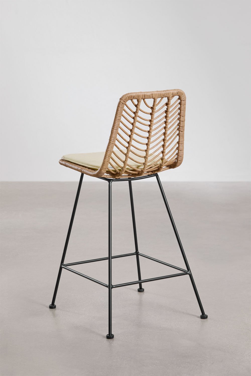 High garden stool in Gouda Natural synthetic rattan, gallery image 3