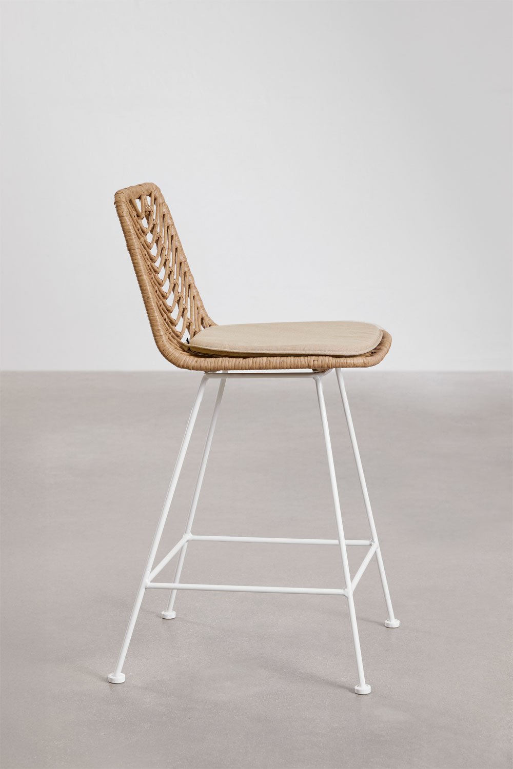 High garden stool in Gouda Natural synthetic rattan, gallery image 2