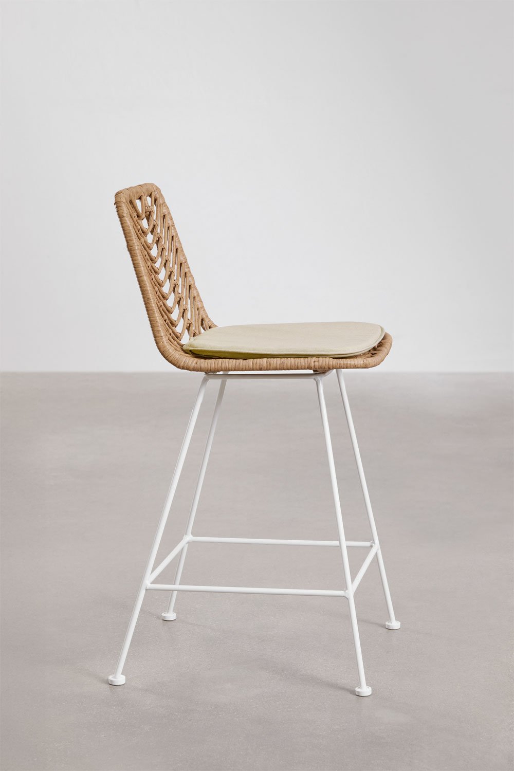High garden stool in Gouda Natural synthetic rattan, gallery image 2