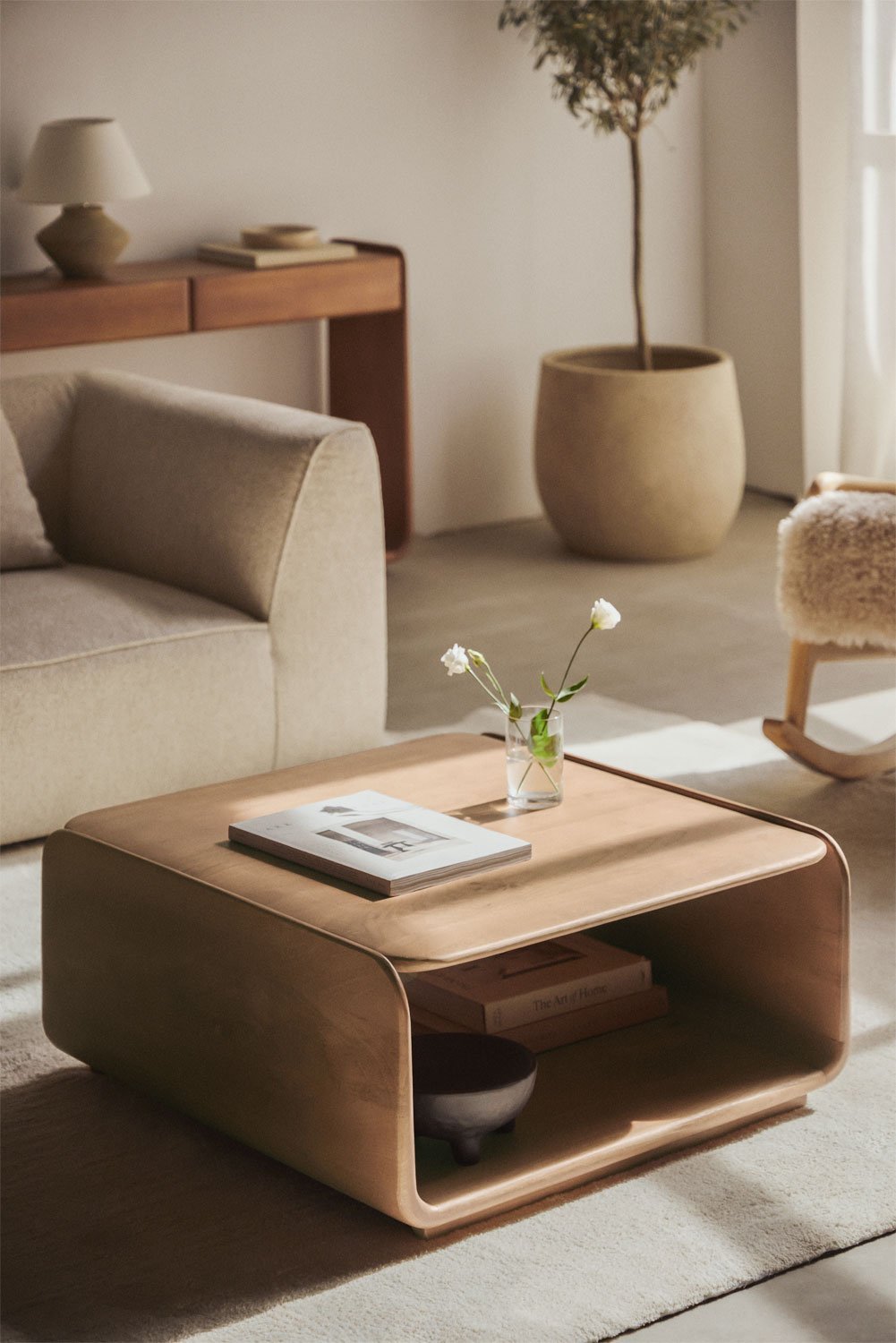 Square coffee table 75x75 cm in Tinsley wood, gallery image 1