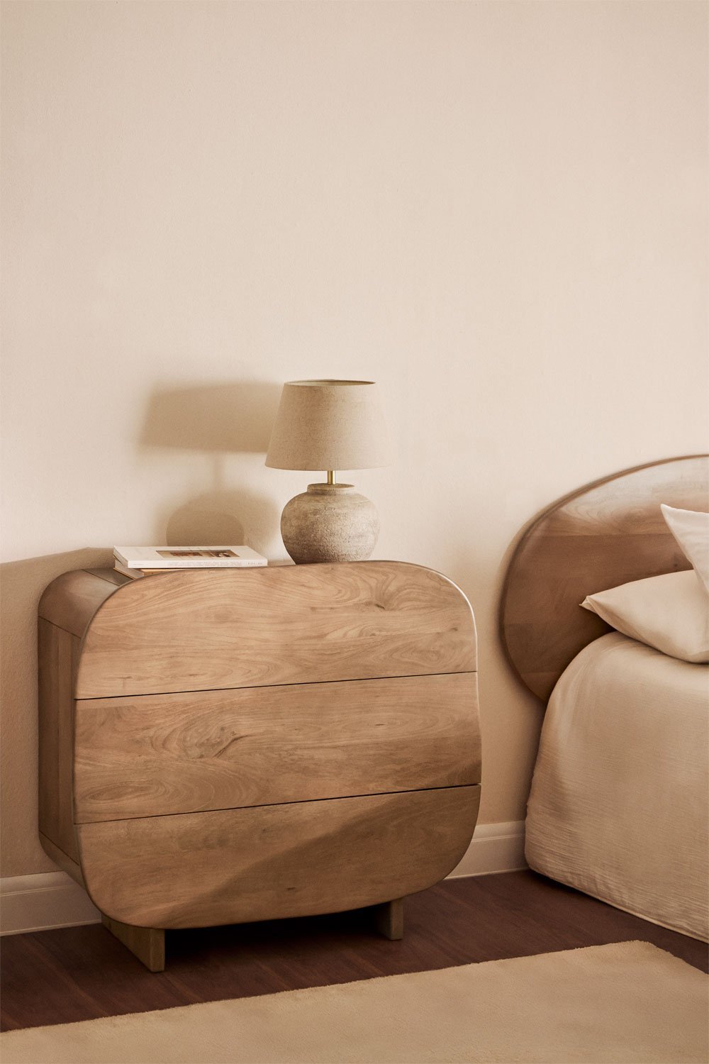 Agathe 3-drawer mango wood chest of drawers, gallery image 1