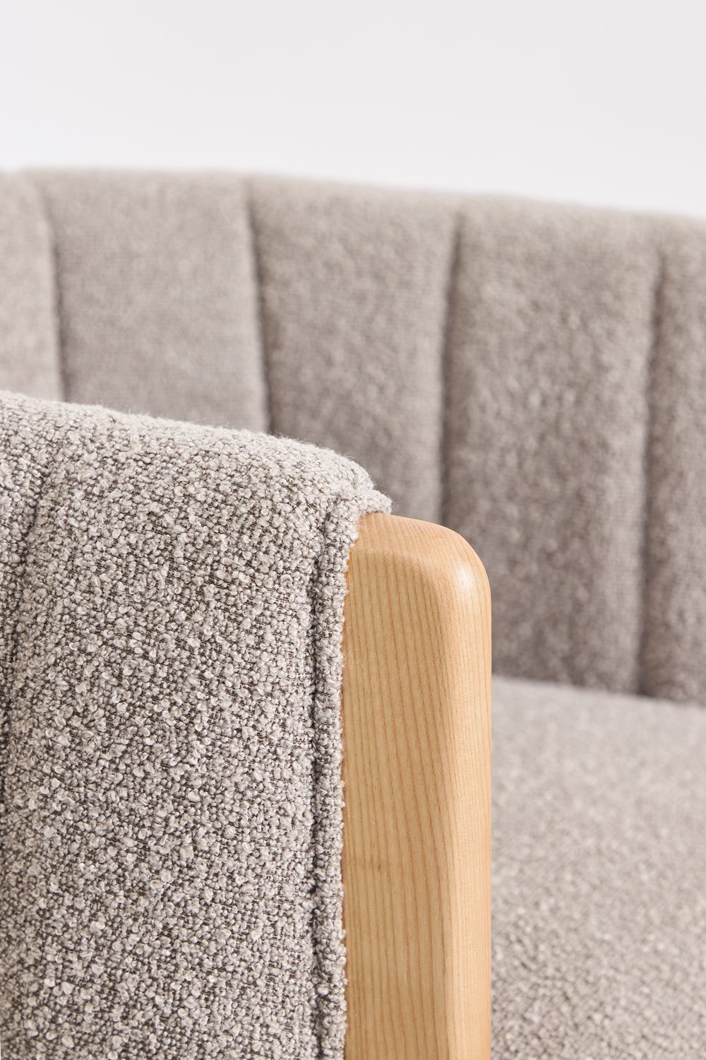 Dining chair in ash wood and Leo bouclé fabric, gallery image 4