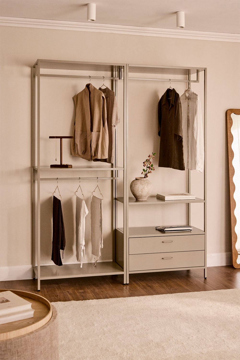 Janine 2-piece open modular wardrobe with drawers, gallery image 1