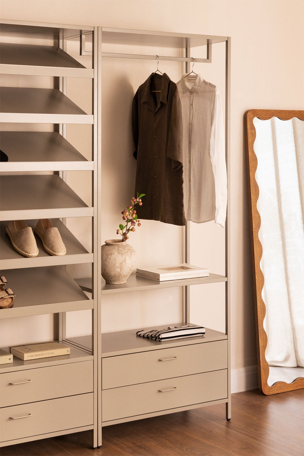 Janine open wardrobe with steel drawers, gallery image 1