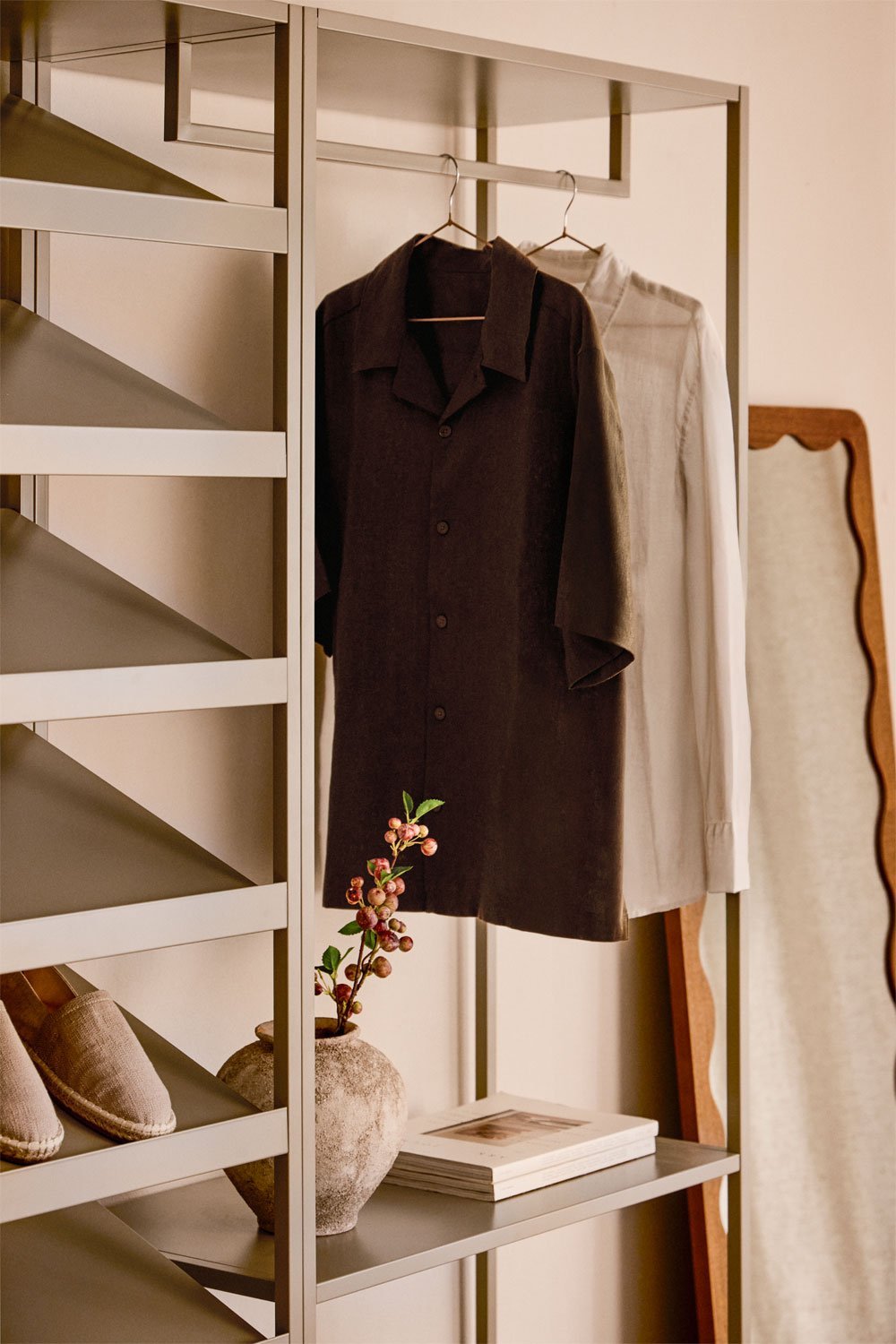 Janine 4-piece open modular wardrobe with steel shelving, gallery image 2
