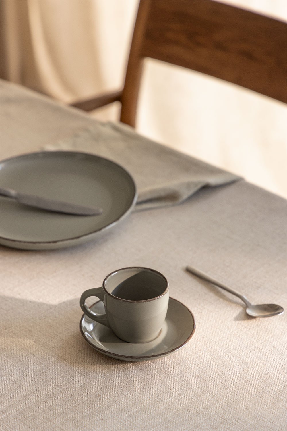 Pack of 2 Ronilena stoneware coffee cups with saucers, 9 cl, gallery image 1