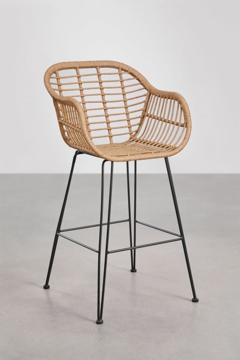 2-Pack high stools 75 cm in synthetic wicker Zole