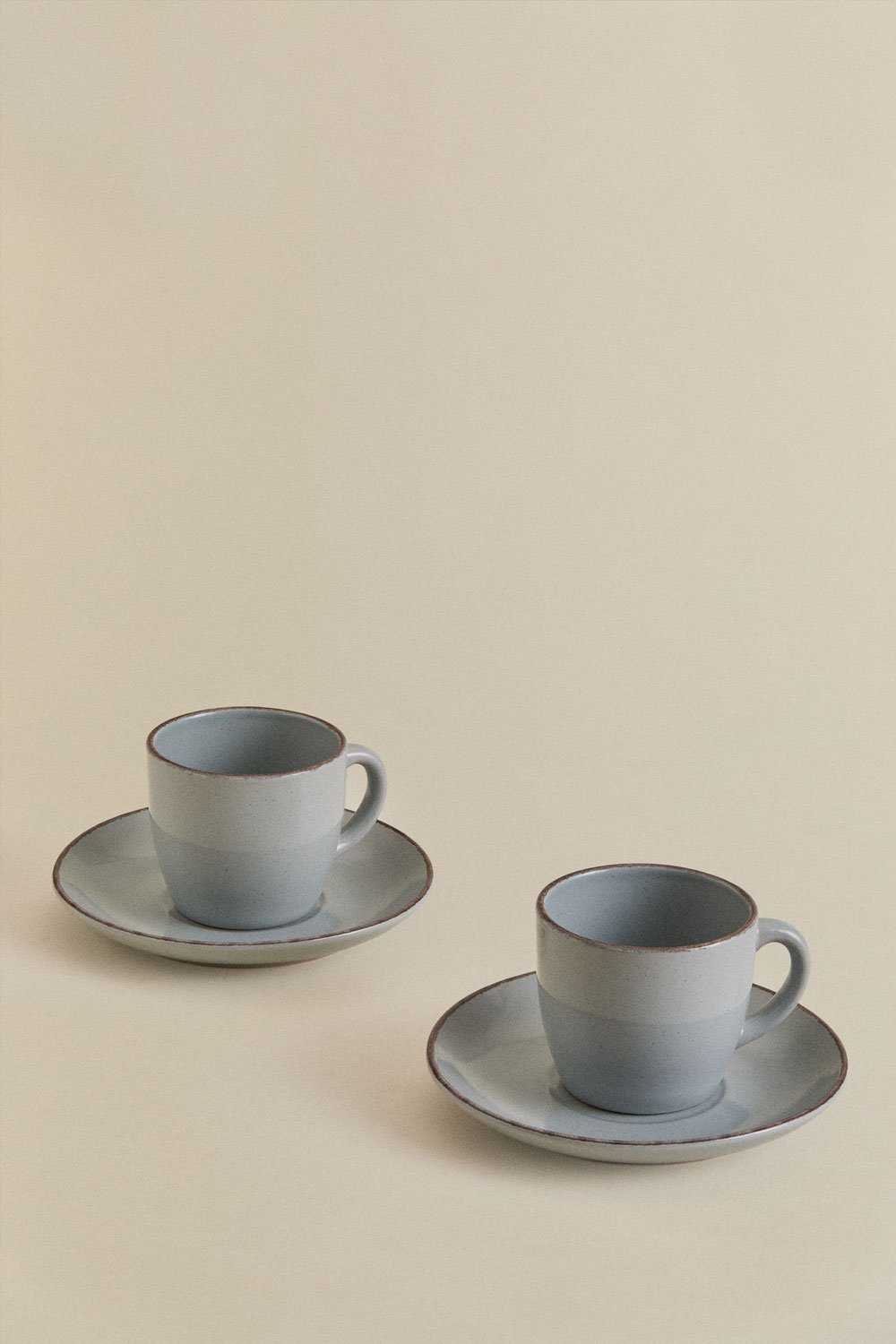 Pack of 2 Ronilena stoneware coffee cups with saucers, 22 cl, gallery image 3