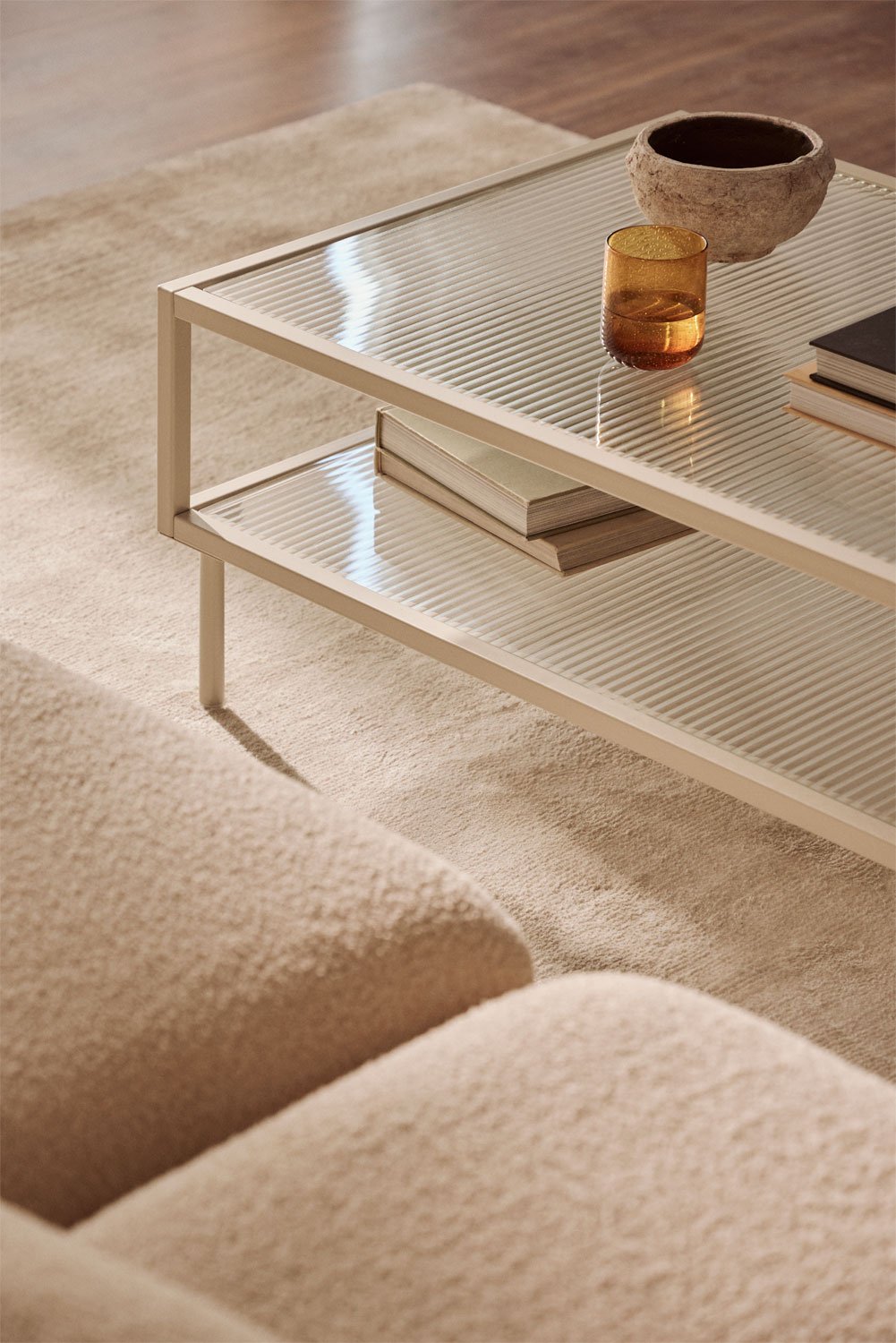 Paoline rectangular steel and glass coffee table, gallery image 2