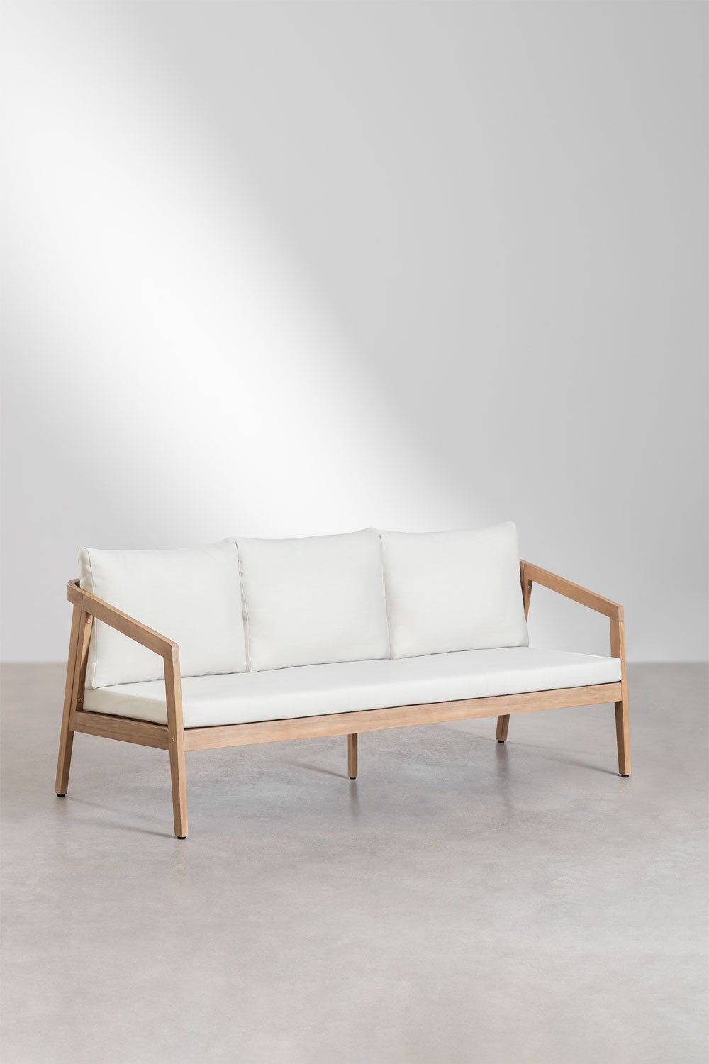 Kaela garden set with sofa, 2 armchairs and coffee table in acacia wood, gallery image 3