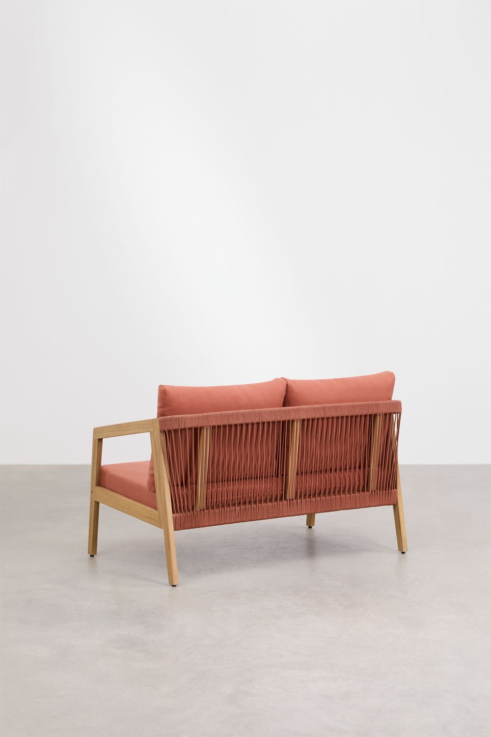 Kaela 2-seater garden sofa in acacia wood and braided rope, gallery image 5