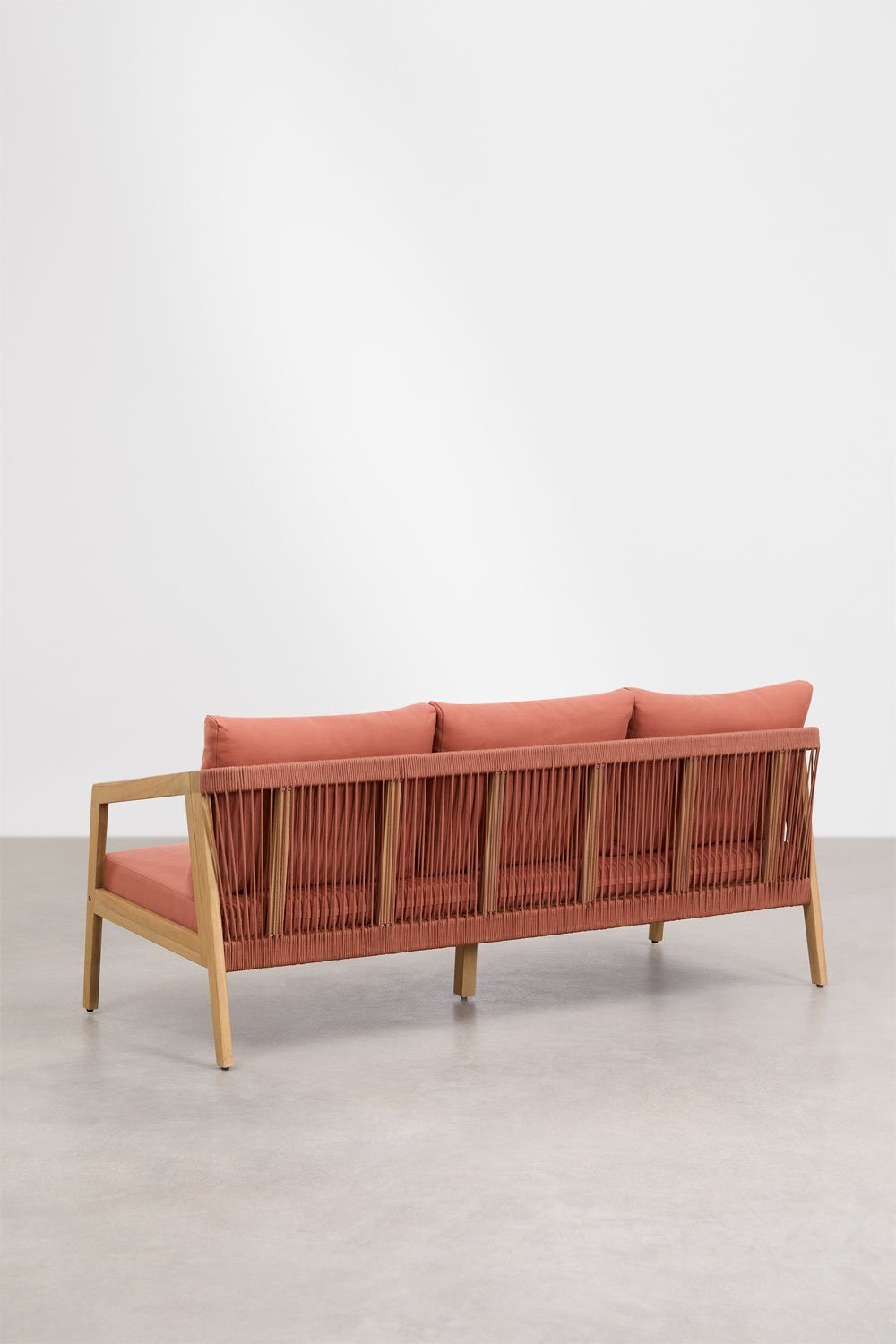 Kaela 3-seater sofa in acacia wood and braided rope, gallery image 4