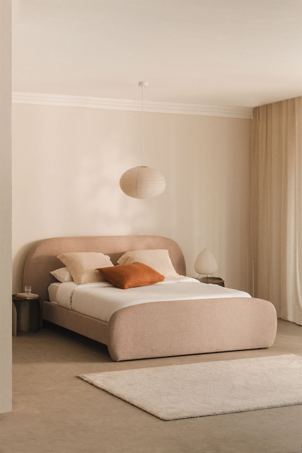 Brunel bouclé fabric bed, gallery image 1