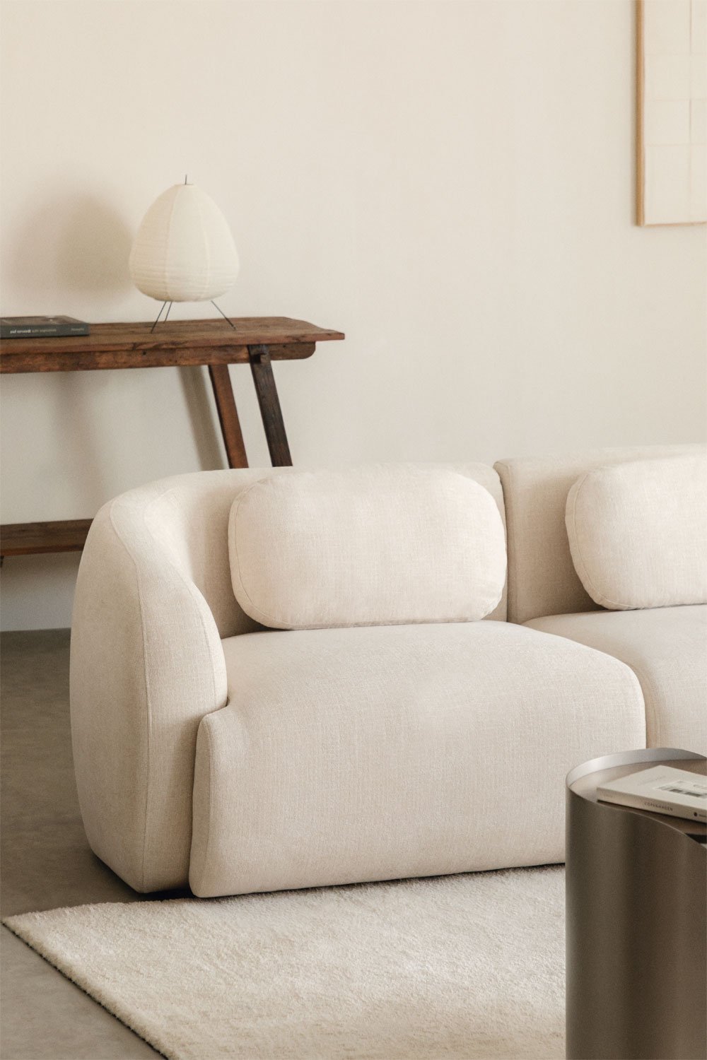 Left corner module for modular sofa in chenille Coquette, gallery image 1