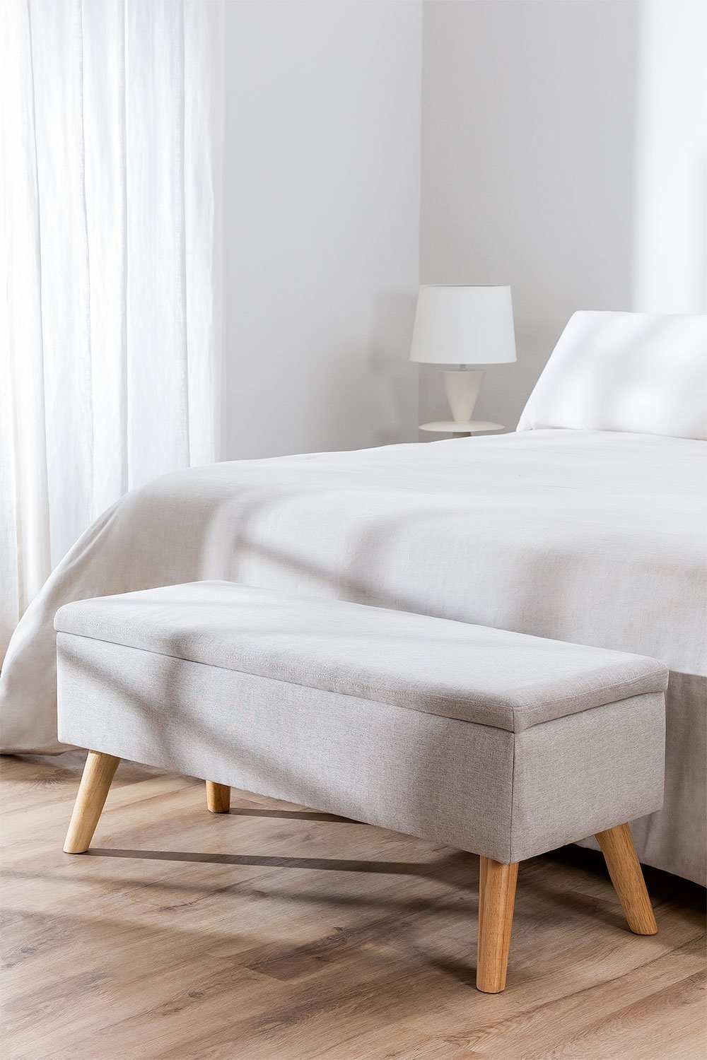 Adirane upholstered trunk bench, gallery image 1