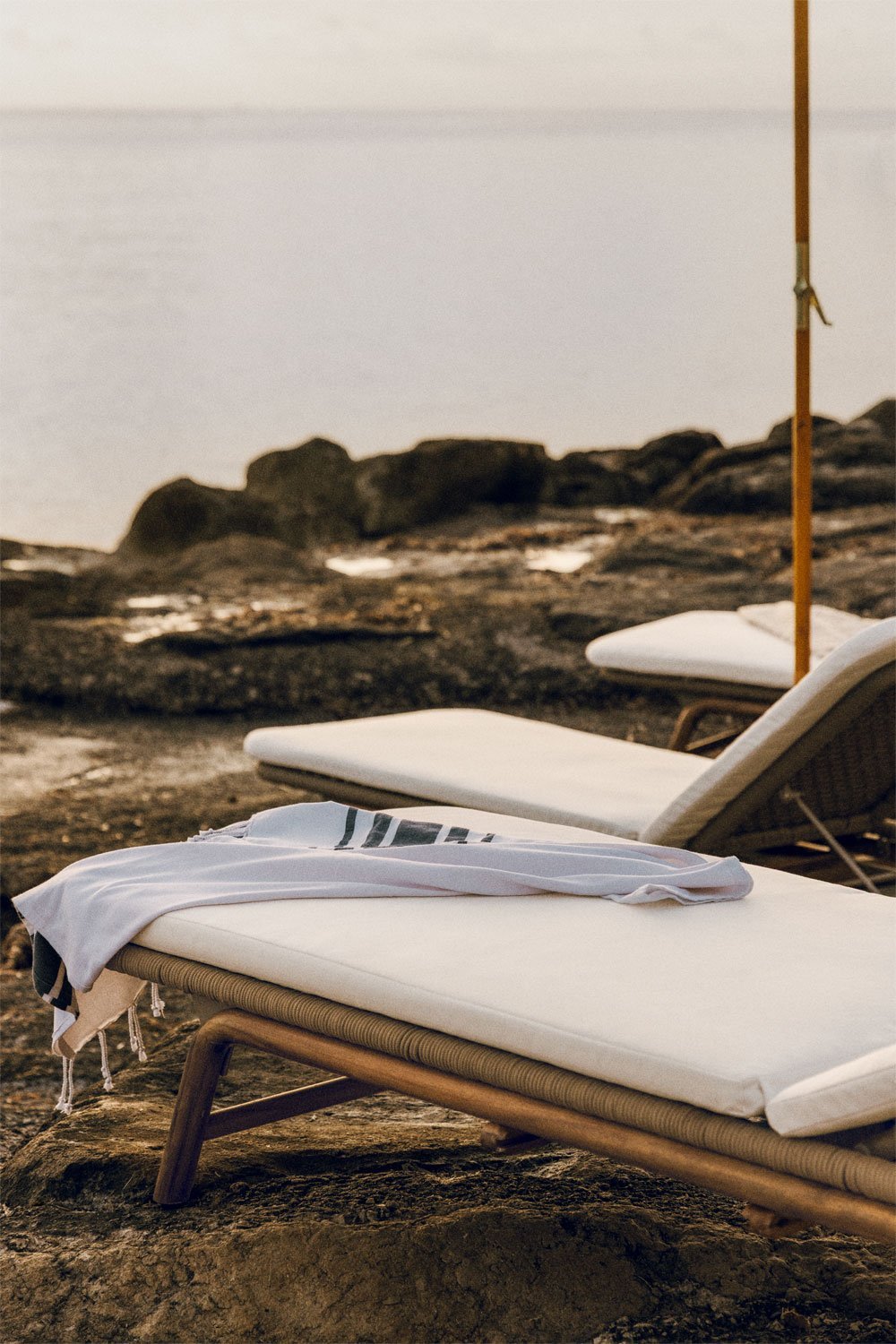 Pack of 2 Ikaria Acacia Wood Reclining Loungers, gallery image 2