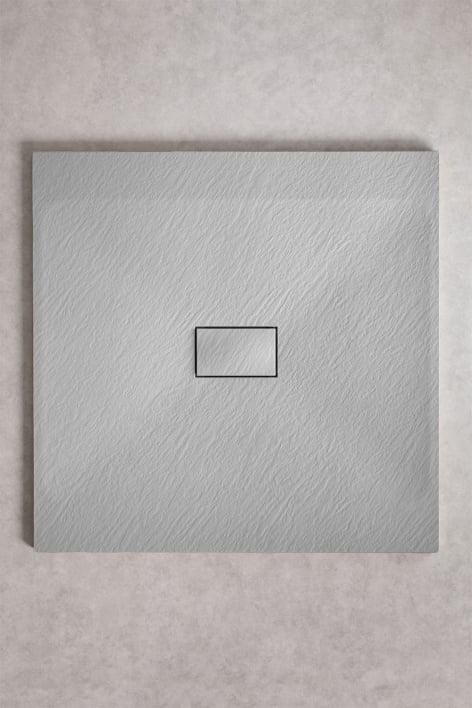 Square non-slip and extra-flat SMC resin shower tray 100x100 cm Light Grey Soho