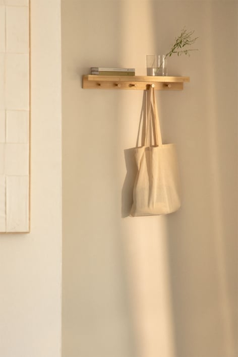 Gari bamboo wall coat rack with shelf