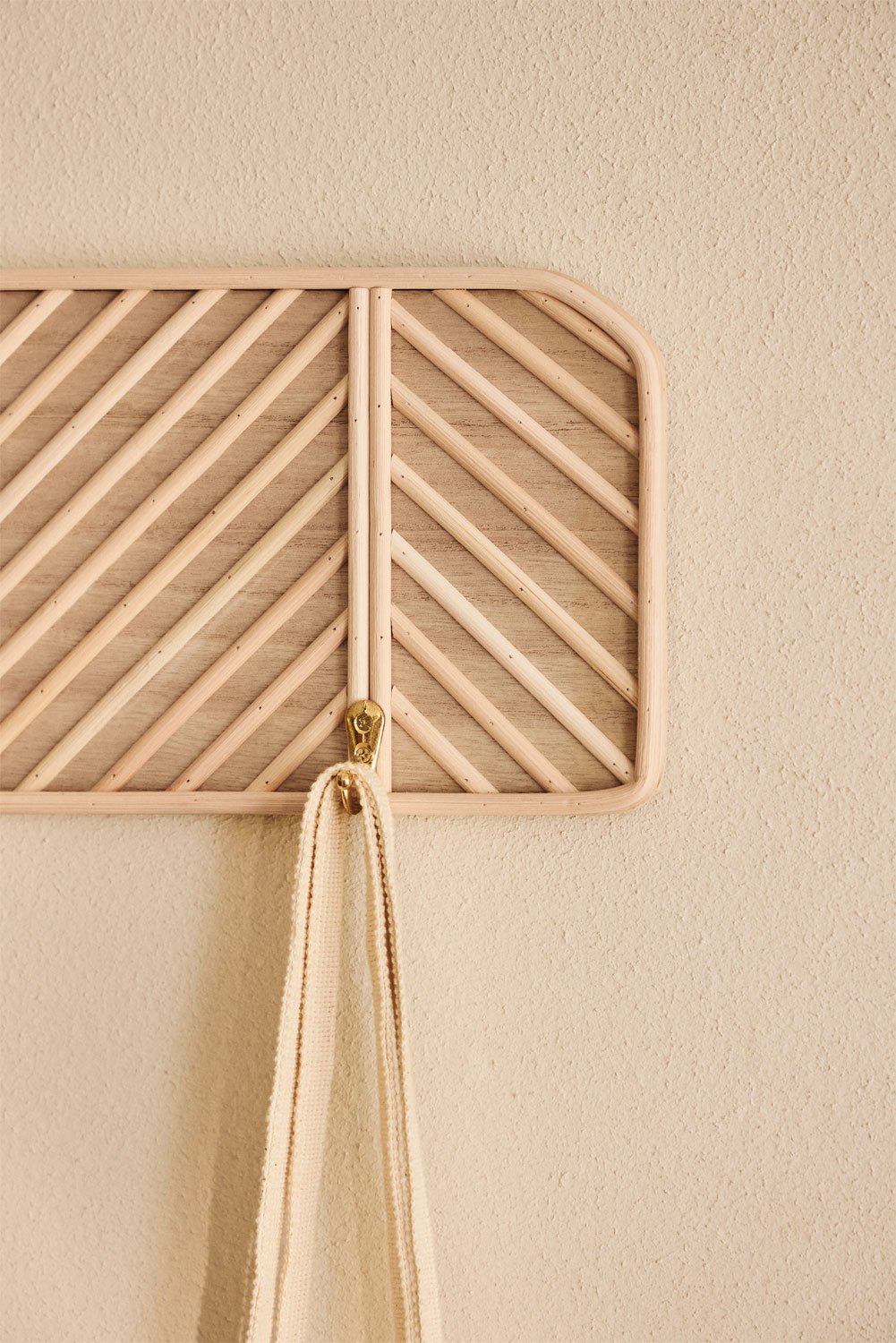 Merki rattan and wood wall coat rack, gallery image 2