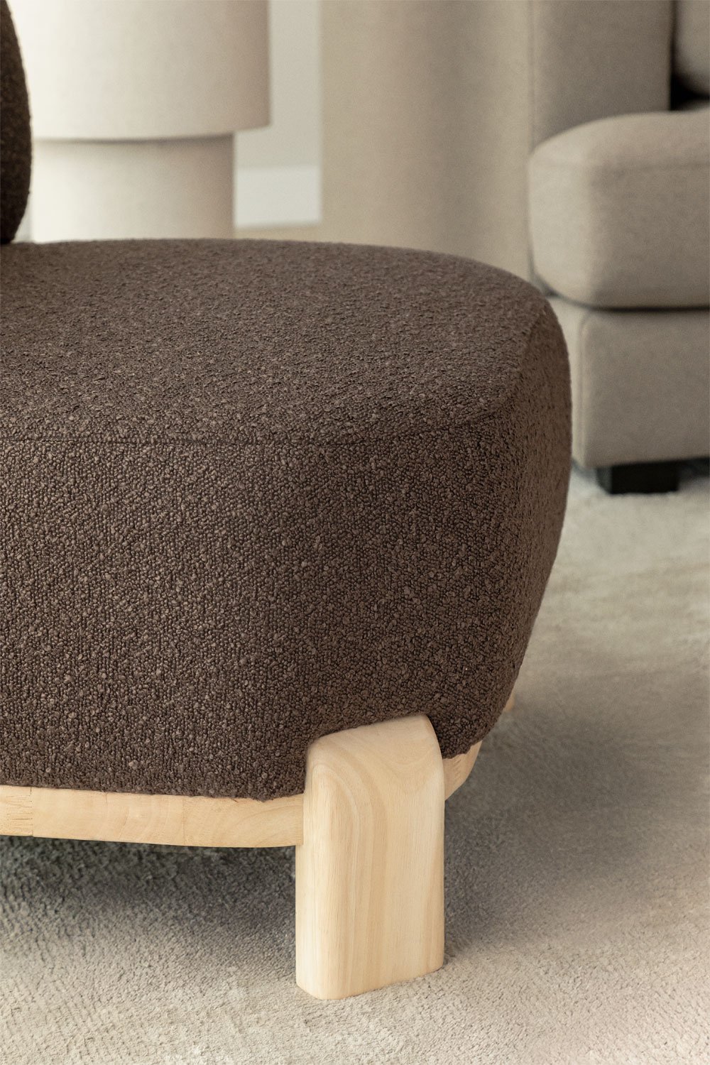Eldred rubberwood upholstered armchair, gallery image 2