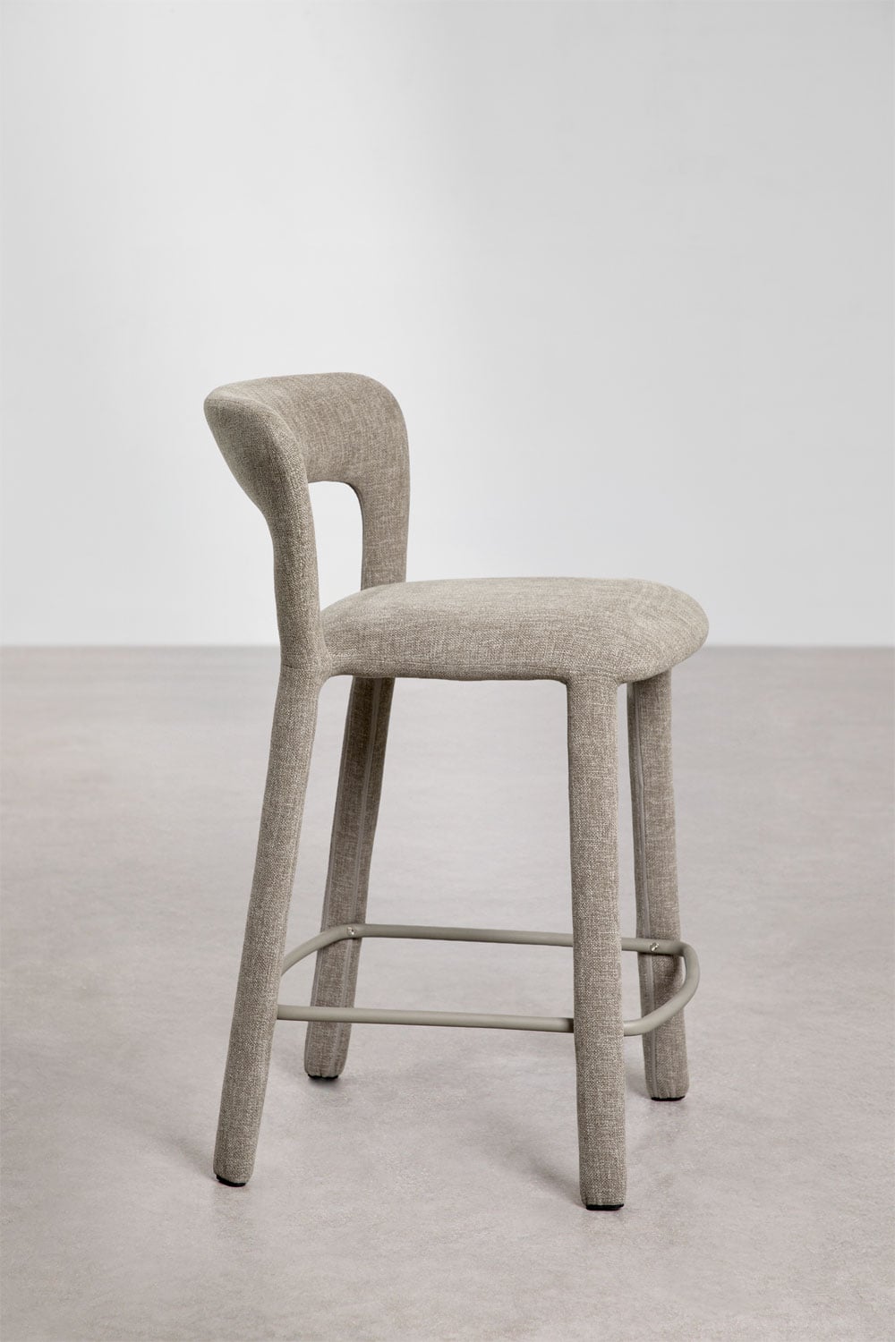 High stool 65 cm with taupe grey fabric backrest Brusel, gallery image 4