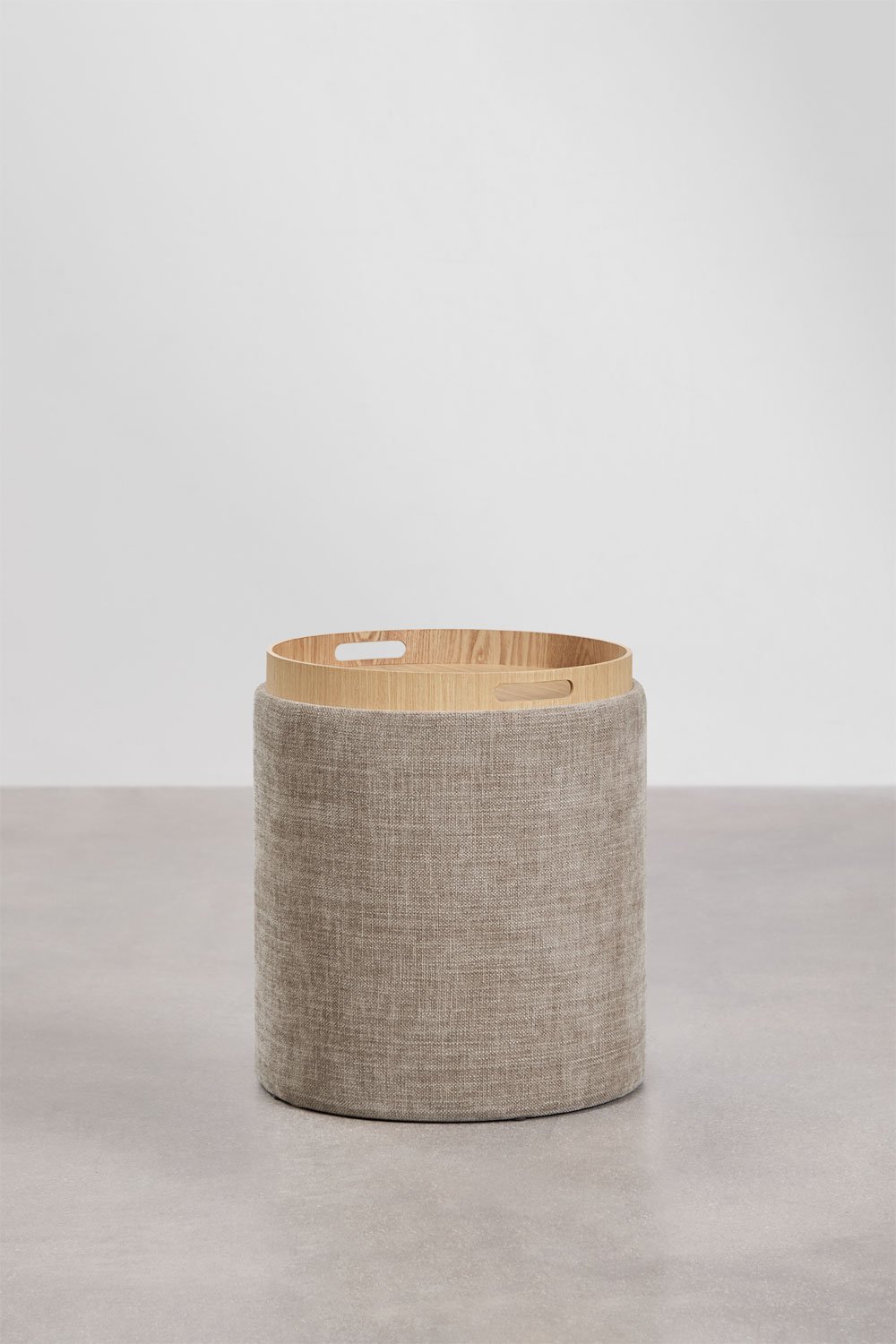 Berkeleni round upholstered side table with tray and storage, Ø40 cm, gallery image 3