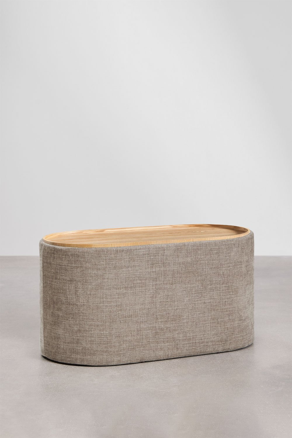 Berkeleni upholstered oval pouf with tray and storage, gallery image 3