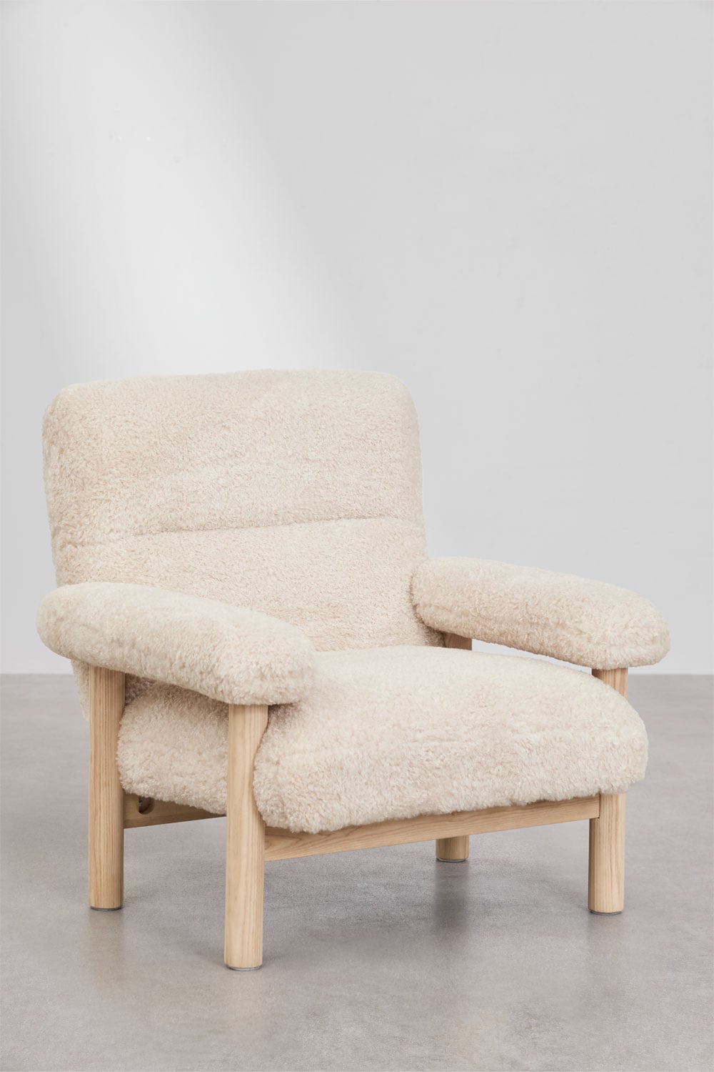 Pack of 2 Bernia upholstered ash wood armchairs, gallery image 3