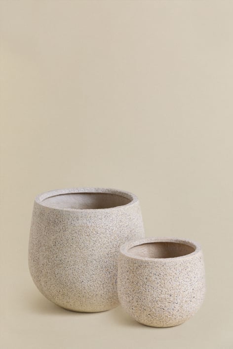 Set of 2 outdoor planters Ø20 cm / Ø35 cm in polyresin Ugor